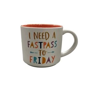 Disney Parks I Need A Fastpass To Friday Coffee Mug White Coral Stoneware 14oz
